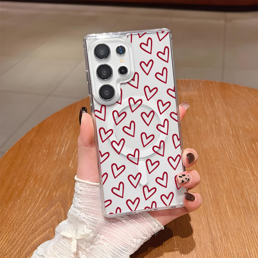 La coque en forme de cœur irrégulière la plus vendue d'Amazon avec attraction magnétique, adaptée pour Samsung S25U, coque de téléphone en acryli