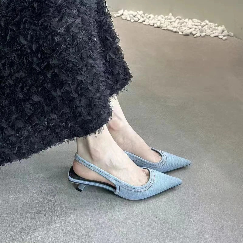 Spring and Summer Fashion Sexy Banquet Casual Womens Shoes Solid Color Light Mouth Stiletto Heels Pointed Toe Sandals 260625