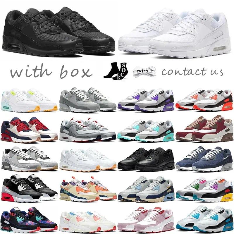 Classic 90 Designer Running Sneakers Men Women 90s Sport Trainers Mesh Leather Shoes Triple Black White Persian Violet Grey Midnight Navy Blue Red O