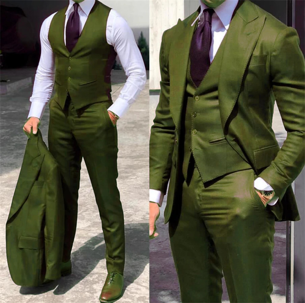 solid color formal business suits Full mens suits Pointed collar Single Breasted high-quality wedding art Graduation 260624BJ