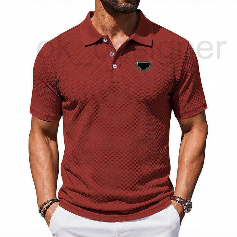 Men's Polos Designer American-style summer casual men's polo shirt, business simple commuter textured short sleeve T-shirt 4HQ2