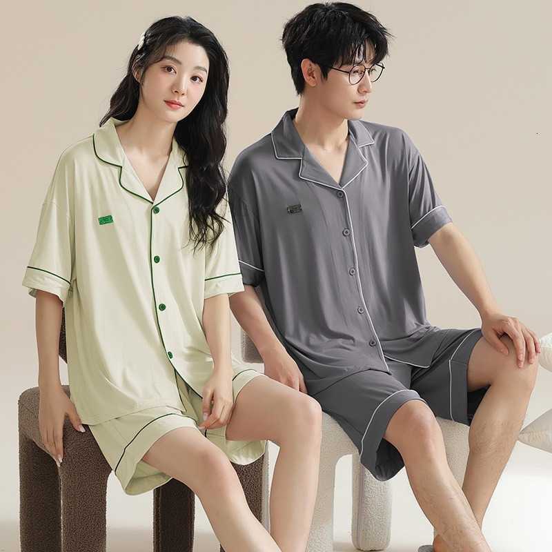 New Summer Modal Pajama 2024 Set For Couples Short Sleeve Home Clothes Men Womens Sleepwear Thin Nightwear pijamas para parejas M260625