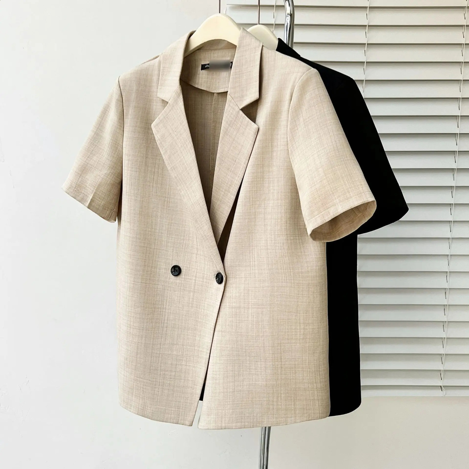 2026 Summer Plus Size Short Sleeve Blazer Thin Open Front Simple Elegant Casual Coat For Curvy Ladies 2607 260625