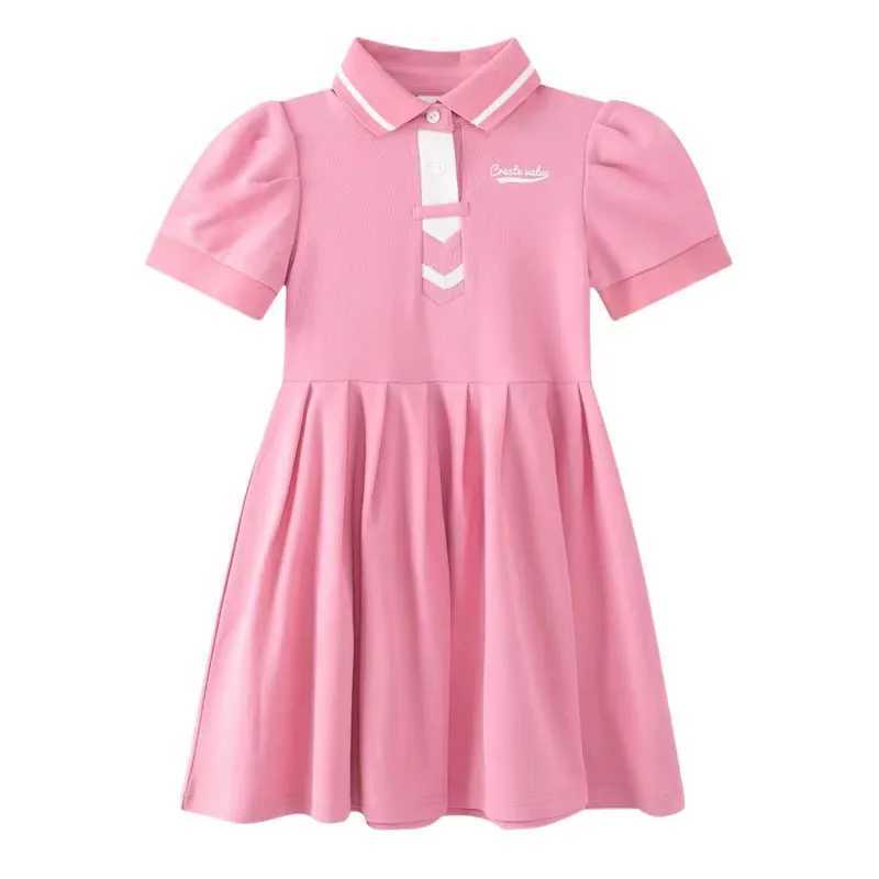 Childrens Dress New Korean Summer Girls Bubble Sleeves Academy Style Flip Collar Dress 2-12Y Hundred pleated princess dress Y260625JX2B