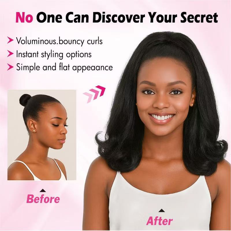 Free shipping 2026 new high-temperature silk wig explosion natural fluffy corn beard short hair tail curly hair drawstring ponytail wholesale