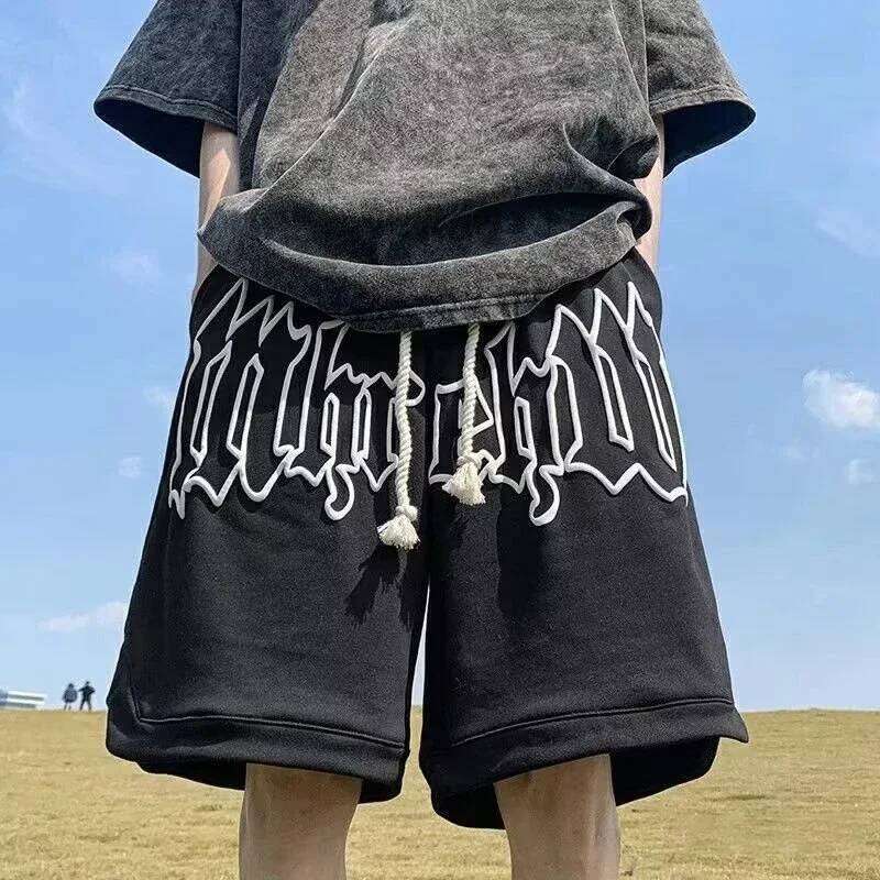 Summer Men's Letter Foam Print Shorts y2k Casual Fashion Loose Sweatpants Gym Basketball Short Pants Streetwear Bermuda shorts 26Y0625