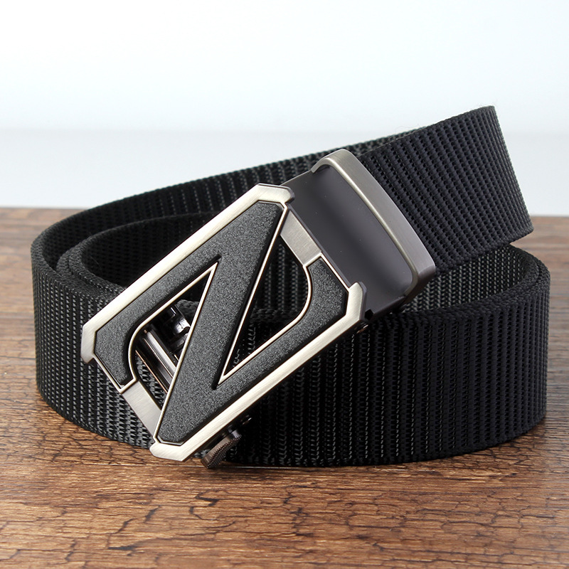 Men's Designer Letter ZS Metal Buckle Casual Matching Automatic Weaving Belt Outdoor Tactical Military Fan Training Security Work Pants Student