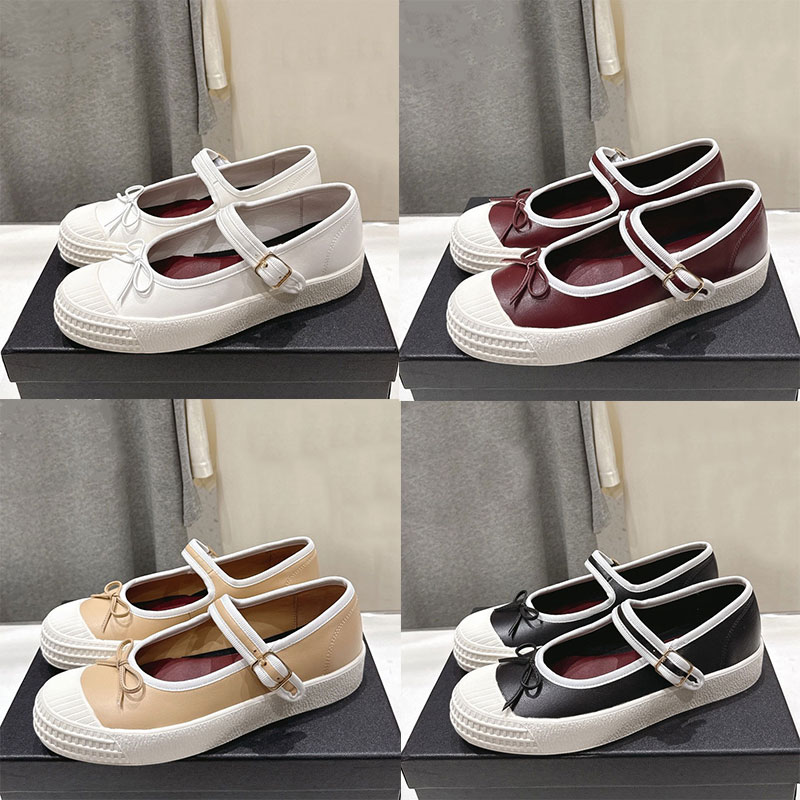 Designer Mary Jane Ladies Ballerinas Womens New Model Ballerina Lambskin Metal Buckle Bow Dinner Party Ball Casual Shoes Classic Black Non Slip Outs