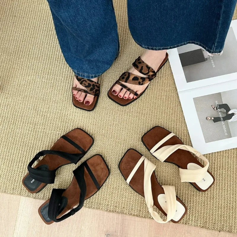 Shoes Women Slippers Casual on A Wedge Square Toe Slides Rubber Flip Flops Pantofle Heeled Mules Soft Hawaiian Summ 260625