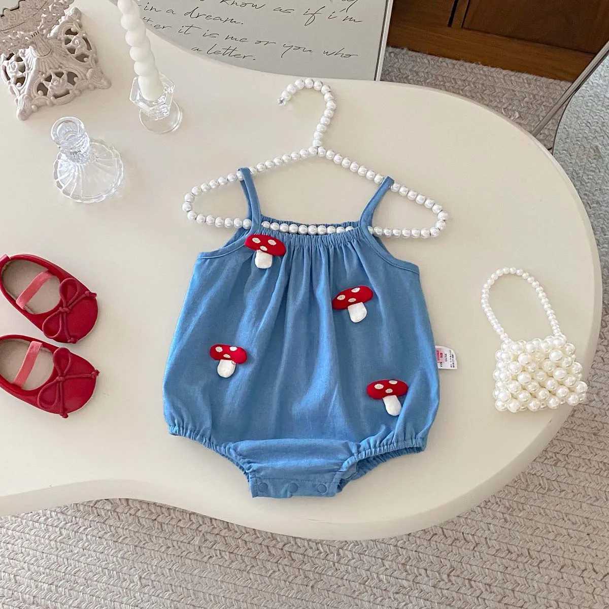 Summer baby cute three-dimensional mushroom sling jumpsuit baby girl summer comfortable and cute sling jumpsuit very suitable Y260625E4MF