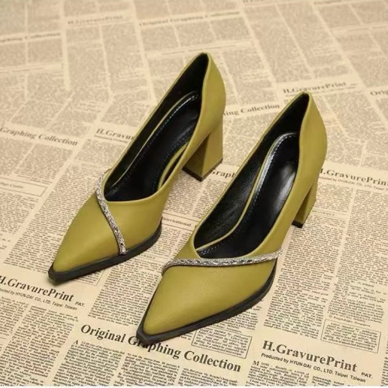 Summer High-quality PU Pointed-toe Womens Shoes 2026 Comfortable Slip-on Party Womens High Heels Plus Size 260624