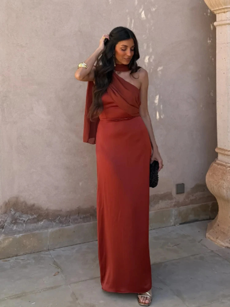 Womens Sexy Lace Up Halter Maxi Dress Elegant Sleeveless High Waist Backless Slim Dresses Summer Lady Party Club Robes 260624