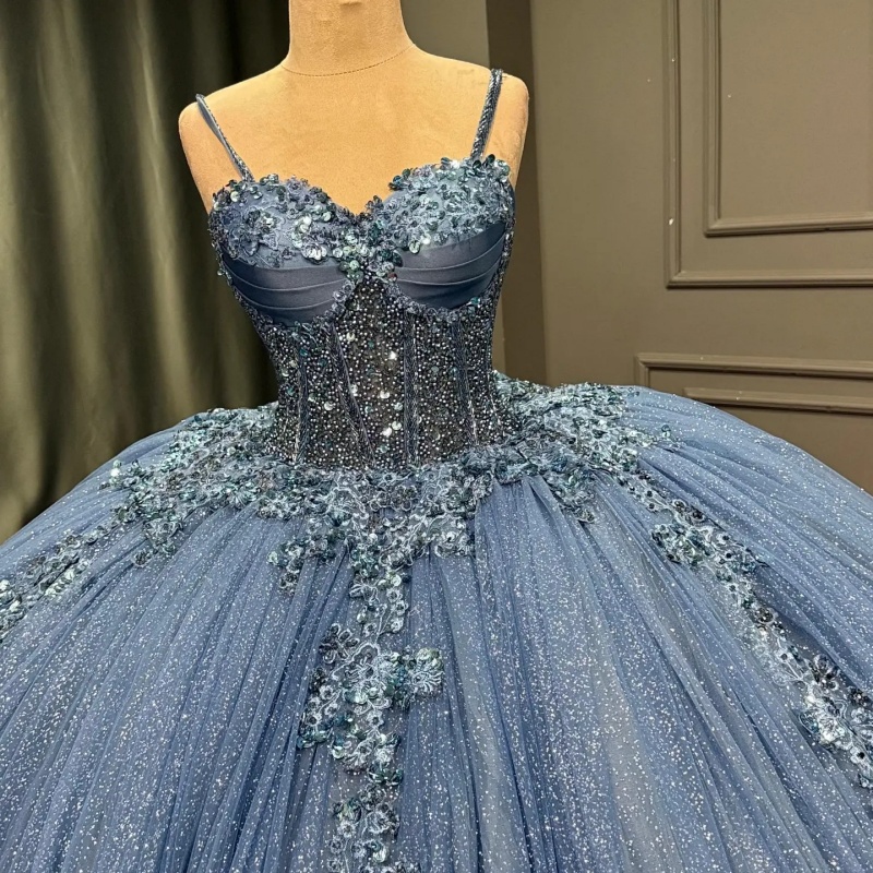 Lavanda Abiti Quinceanera Abito da ballo Sweet 16 Abito con applicazioni Fiore Decalcomania Fiocco Cristalli Compleanno 15esimo Abito da festa Allac