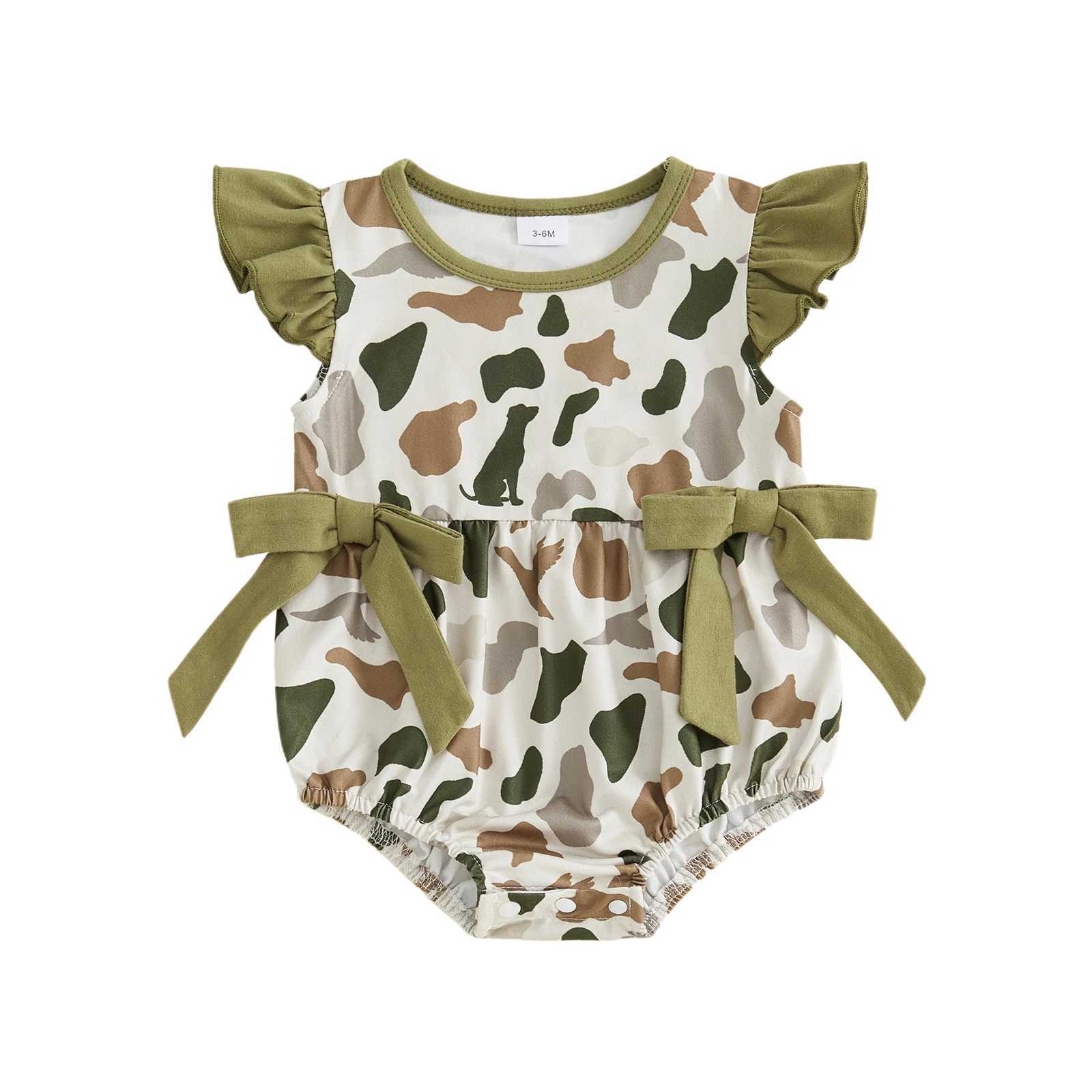 0-18M Newborn Baby Girl Camouflage Romper Casual Cute Bow Fly Sleeves Jumpsuit for Newborn Toddler Cute Clothes Y260625IQ54