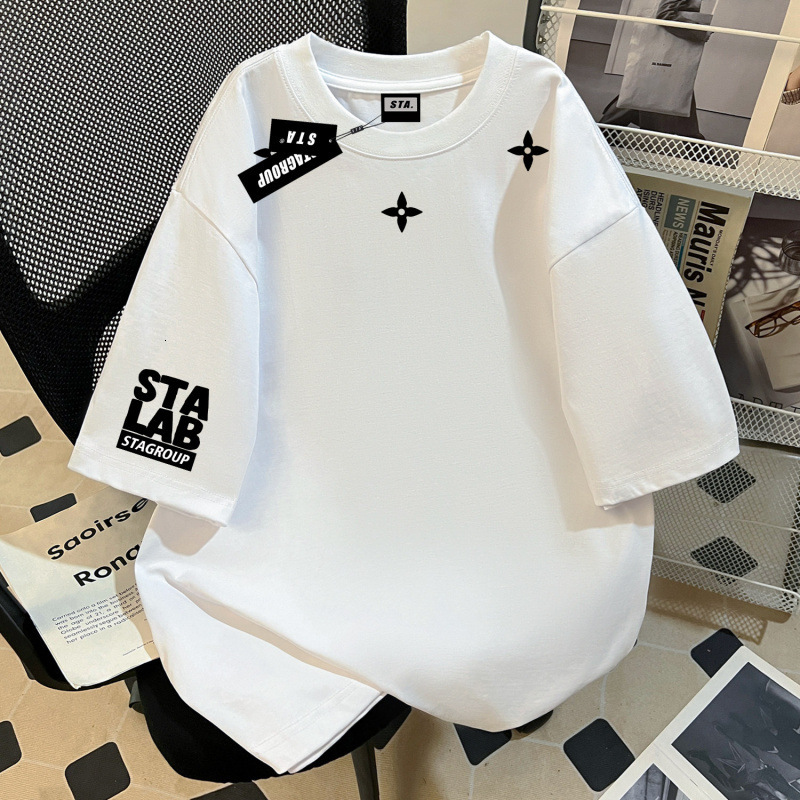 STA American-Style Trendy Brand Heavyweight Pure Cotton Short-Sleeve T-Shirt For Men, Summer 2026 New Loose High Street Top Men Round-Neck Pullover