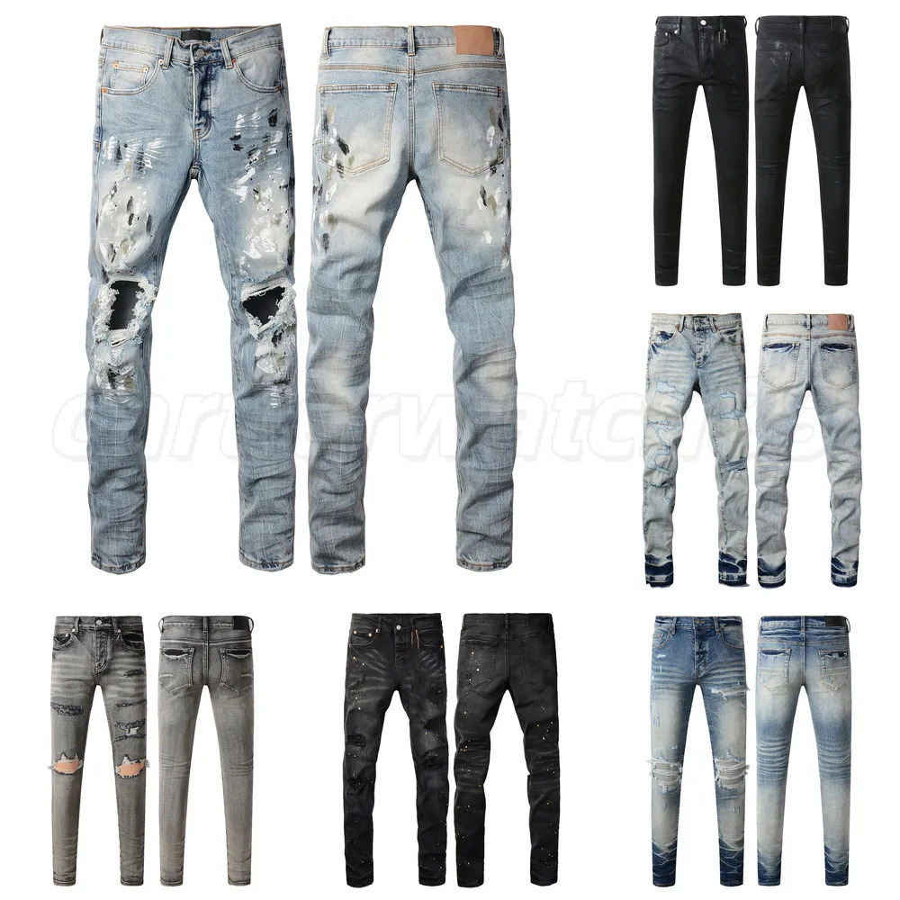 Purples Mens Trousers Ksubis Jeans Denim Jeans Men Black Pants High End Quality Straight Retro Ripped Biker Jean Slim Fit Y2kstreet Hip Hop Rock Siz