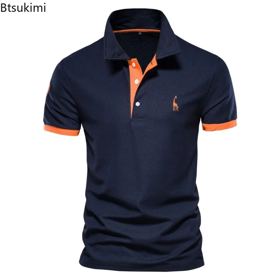 2026 Summer Mens Short Sleeve Polo Shirts High Quality Giraffe Embroidery n Business Casual T-shirts Fashion Men Clothing 260624BJ