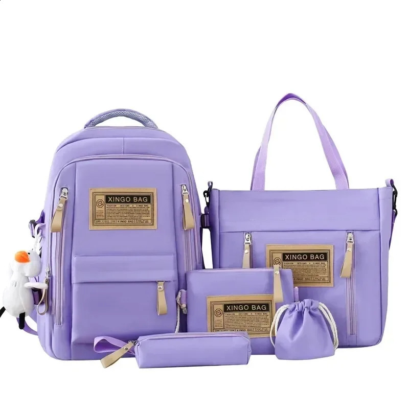 4-Piece Set Primary School Schoolbag Female Ins Korean Version of Campus Lightweight Large-capacity Backpack Resh Junior High 260625
