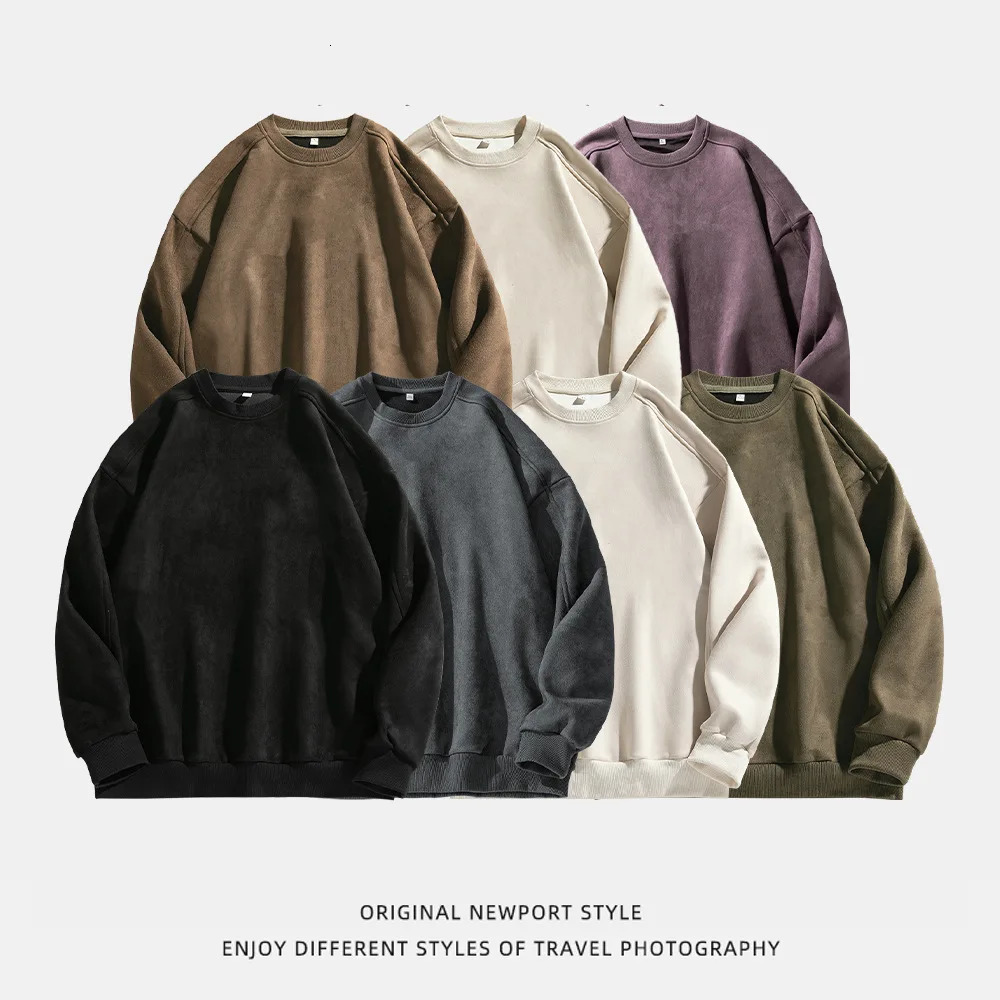 Style Leather Canvas Solid Color Sweatshirt for Men - Spring American Retro Shirt for Couples - Hooded Coat 260624