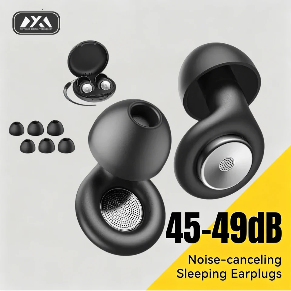 45dB Noise Cancelling Ear Plugs for Sleeping Reusable Soft Silicone Earplugs with 8 Eartips Storage Case Hearing Protection 260624