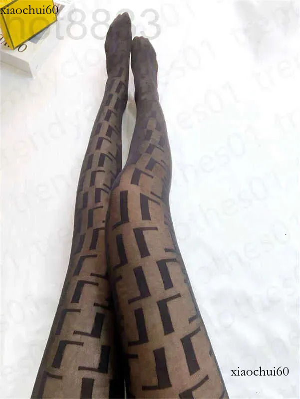 Socks & Hosiery Designer Ff Womens Sexy Velour Letter Tights Stockings Fashion Tulle Thin Lace Silk Tight See Through Women Elastic Woman Underwear