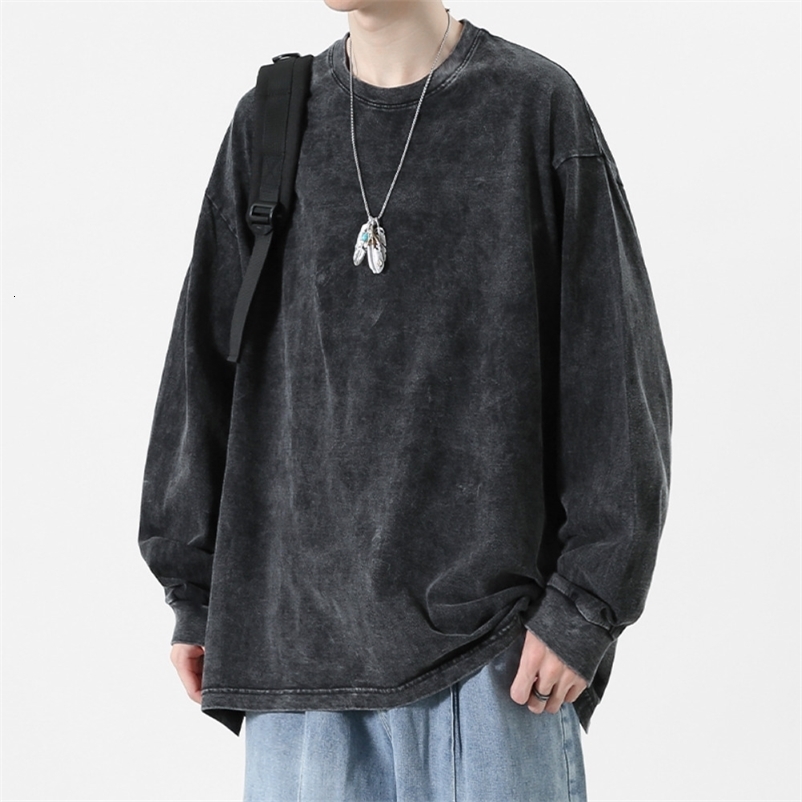 American Retro T Shirts Men Oversized T-shirt Women Loose Long Sleeve Shirt Vintage Hip Hop Y2K Style Mens Streetwear Plus Size 260617CJ