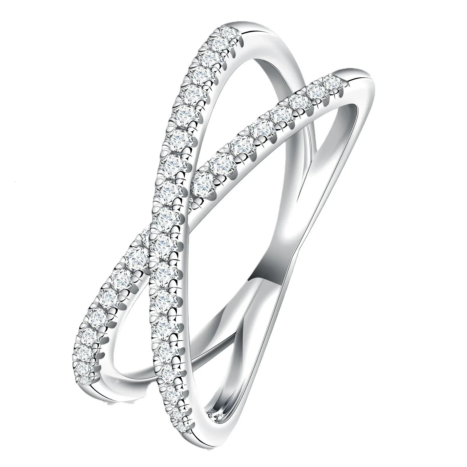 X-Cross Ring 100 925 Sterling Silver D Color Diamond Rings for Women Gold Plated Wedding Ring Fine Jewelry 260624