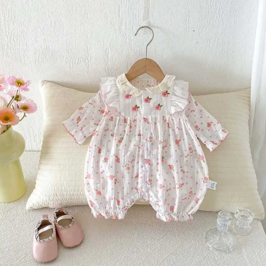Spring and Autumn Baby Girl Sweet Love Flower Long Sleeve Jumpsuit Baby Girl Cute and Comfortable Long Sleeve Jumpsuit Very Cute Y2606250IB3