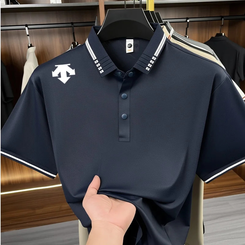 High End Mens Print Short Sleeve Polo Shirt Summer Lapel Cool No Trace TShirt Casual Business Fashion Clothing 260616