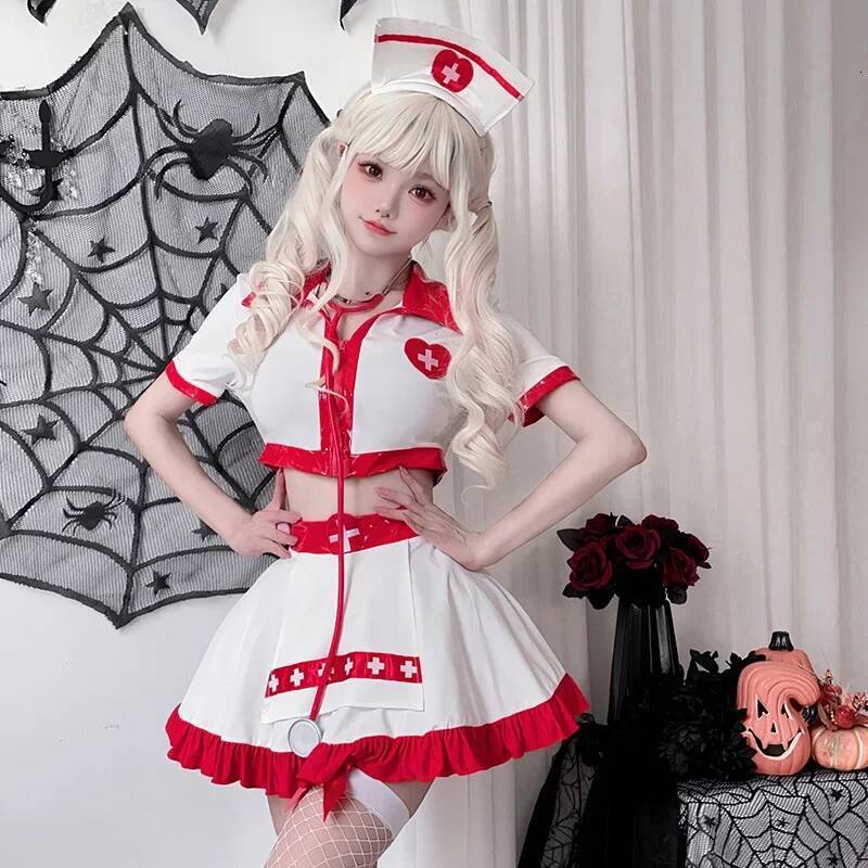 Cosplay Abbigliamento da donna, abbigliamento sexy, uniforme da medico taglie forti, abito da infermiera, giochi di ruolo di Halloween, costumi per