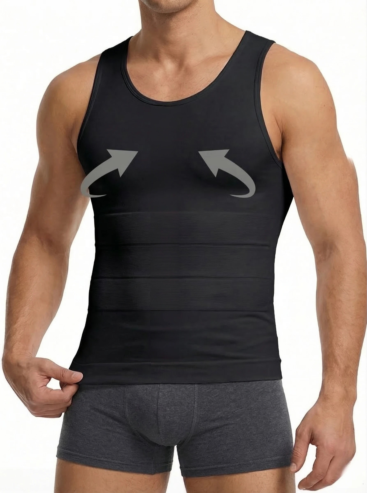 Mens Compression Tank TopTummy Control Body Shaper Slimming Vest for Posture Correction Breathable Shapewear Daily Wear 260624