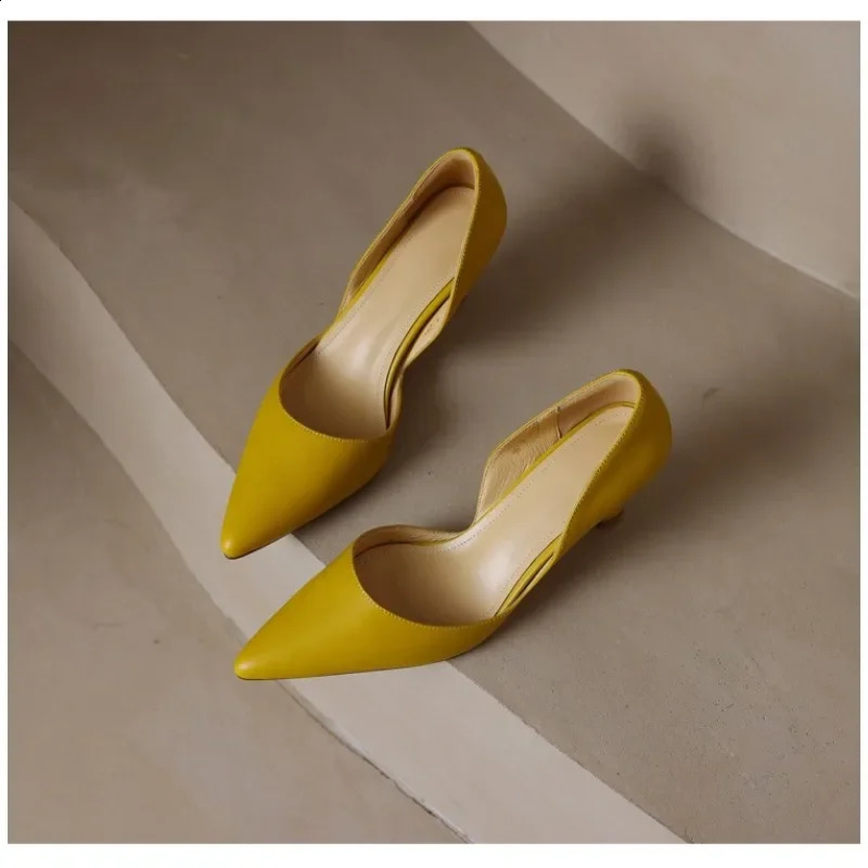 Women Pumps Elegant Pointed Toe Office Lady Shoes Spring Summer High Heels Wedding Bridal Shoes Yellow Pumps Zapatos Tacon Mujer 260625