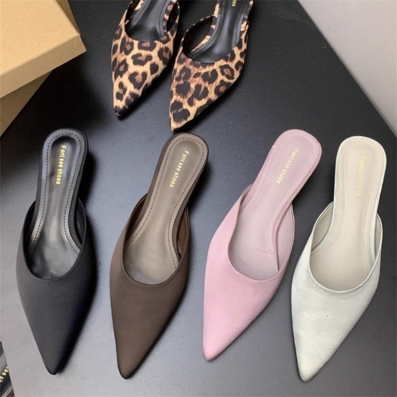 Women Pointed Toe Slippers Elegant Slingback Mules Shoes Summer Womens Sandals Low Heels Fashion Slides Mujer Sandalias 260624