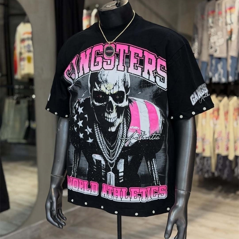 Personality Skulls Series Colorful Letter Printed Short-Sleeves Hip Hop Streetwear Necessary Gothic Style T-shirts Tops 260624