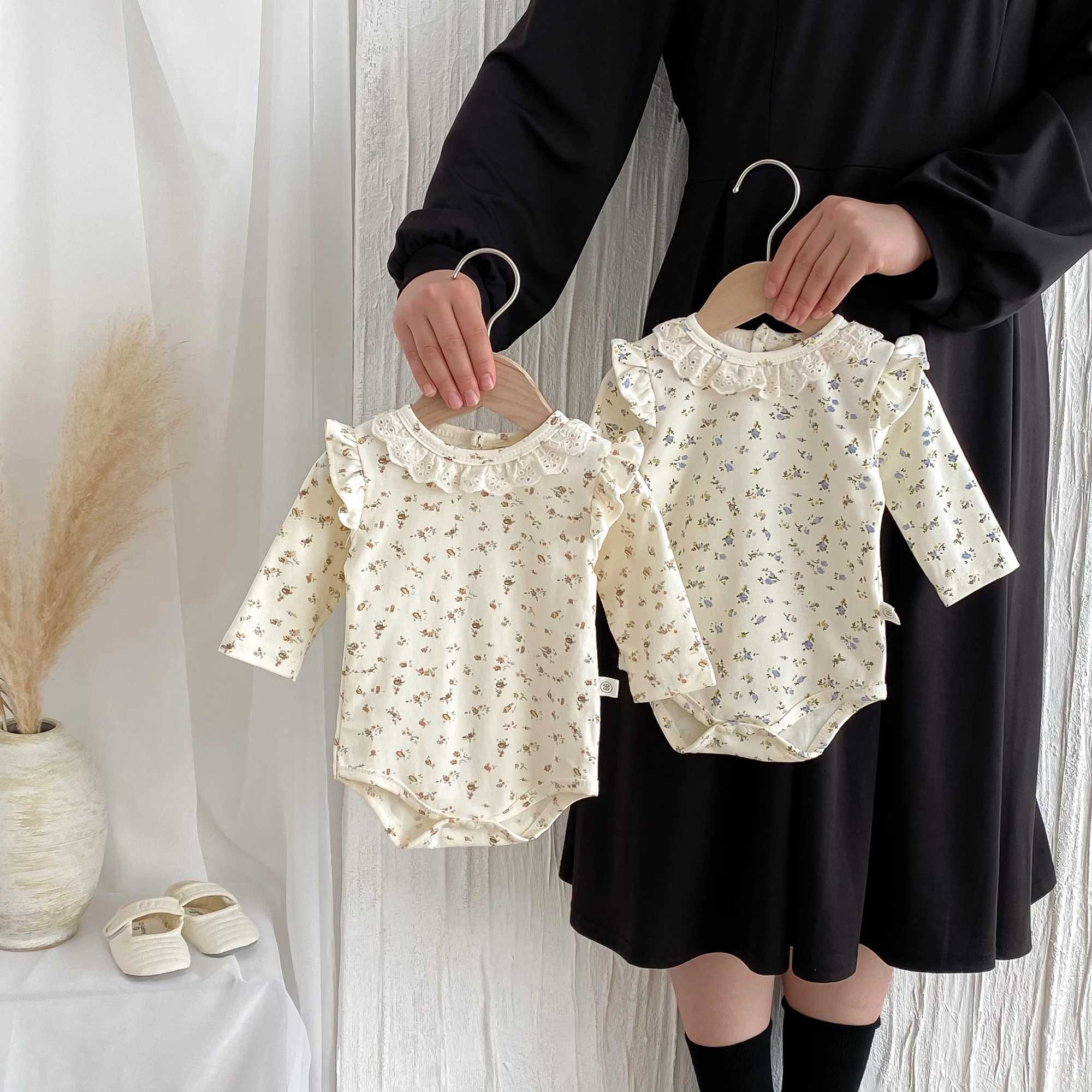 Spring and Autumn Babys Cotton Floral Long-sleeved Dress Lace Doll Collar Fresh Style Baby Girls Suit Y260625ES5N
