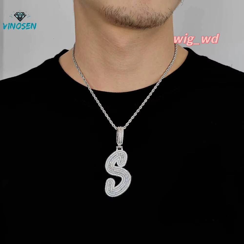 Custom Spliced Letter Moissanite Pendant 925 Sterling Silver Iced Out Block Alphabet Nameplate Charm Hip Hop Artist Gift Fans