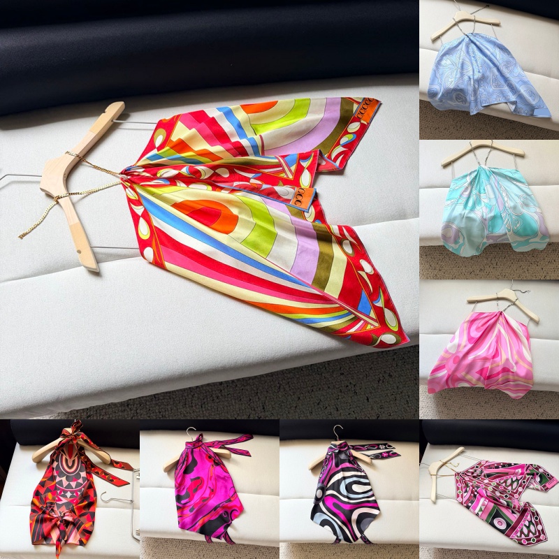 Luxury Multicolored Halter Tops Women Beach Vacation Sexy Backless Vest Designer Boho Style Elegant Silk Shirts Dinner Party Chic Dresses