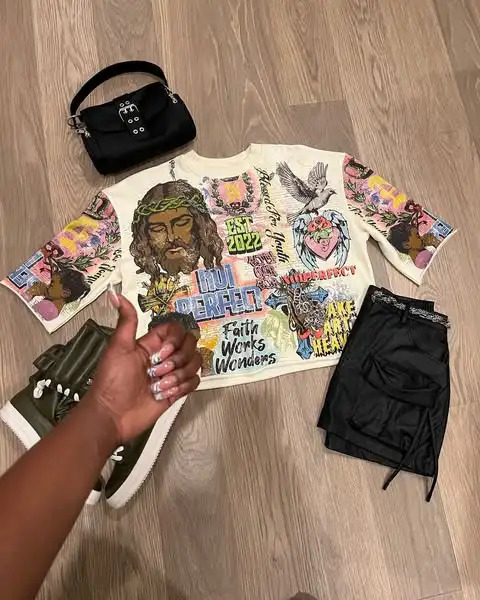 Streetwear Retro TShirt Y2K Mid Sleeve Tops Mens Hip Hop Cartoon Graffiti Graphic Print Oversized T Shirt Casual Cotton Clothes 260622
