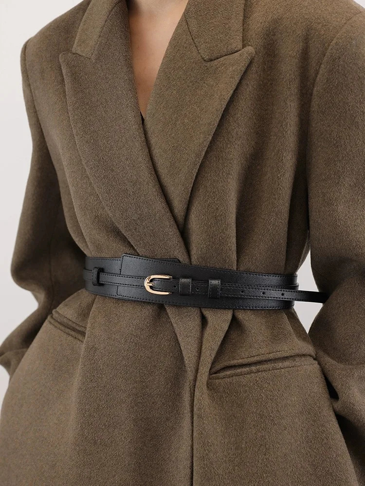 Dual -use ner Belts For Women High Quality Knot Soft Leather Waistband Female Waist Wide Coat Corset Belt Cummerbunds 260617