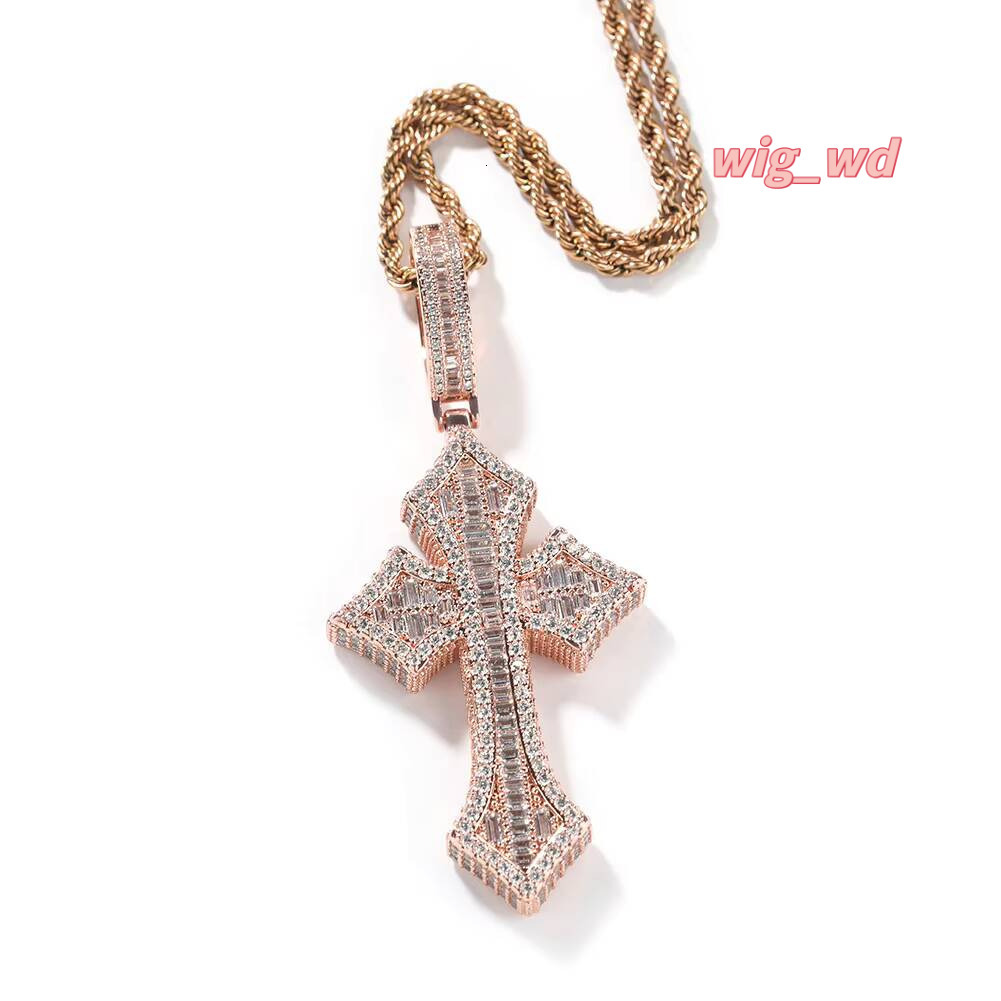 New Moissanite Cross Pendant Hip-Hop Rap Trend Men's Necklace Accessories Wholesale