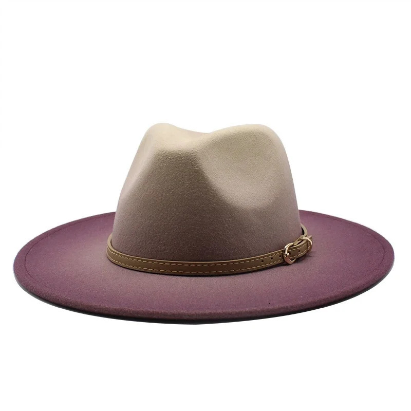 British-style Mens and Womens Fedoras Gradient-coloured Jazz Caps Tweed Top Hats and Wide-brimmed Hats for Autumn 260624