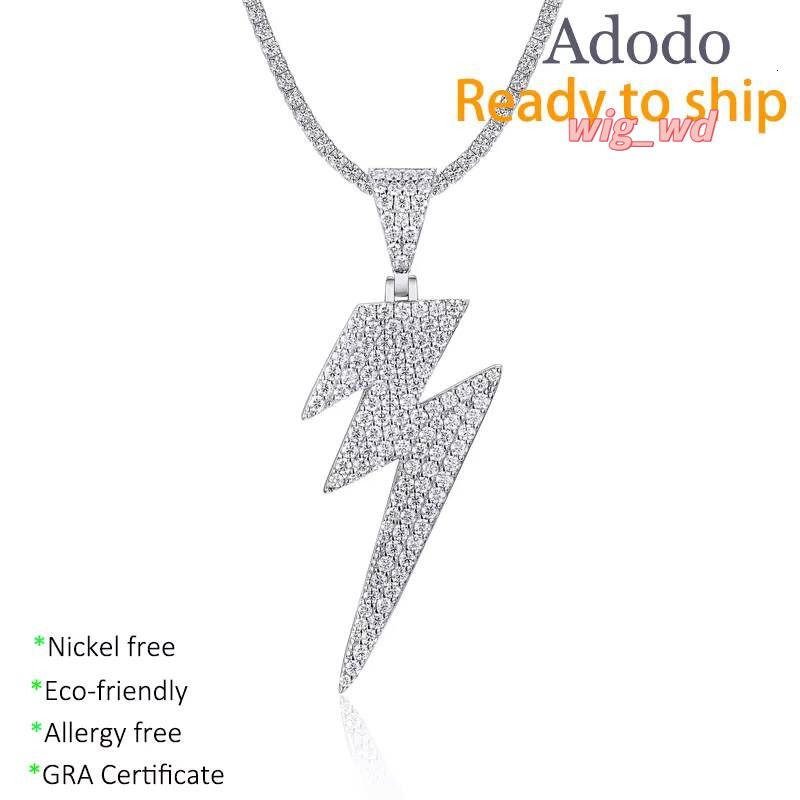 Wholesale Lightning Hip Hop Hipster Punk Trendy Cool Vvs1 Custom Pendant Moissanite Jewelry Necklace For Man