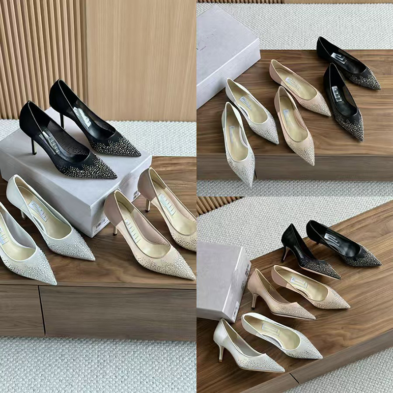 2026 Summer New Designer High Heels Classic Slippers Women's Fashion Crystal Decoration Mesh Outer Wear Luxury Slippers