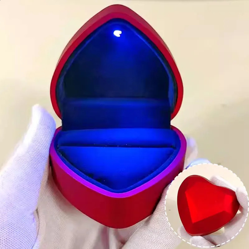 Ring Box LED Light Proposal Engagement Necklace Boxes Jewelry Gift Red Wine Ring Case for Wedding Valentines Day Anniversary 260625
