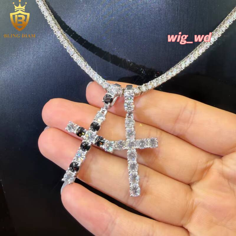 New Arrival Hiphop 925 Sterling Silver Iced Out Vvs1 Moissanite Pendant Cross Pendants Unisex GRA