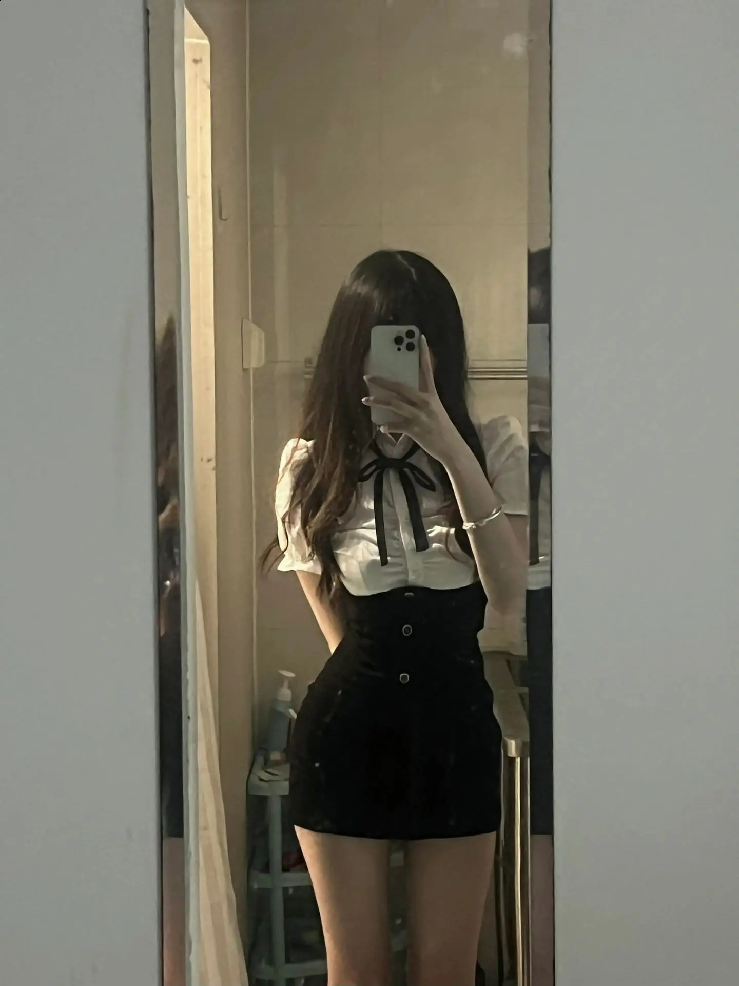 Summer Uniform Set Womens Small Bubble Sleeve Shirt Neck Hanging Strap Bodycon Dress Two Piece College Style Fashion 260622