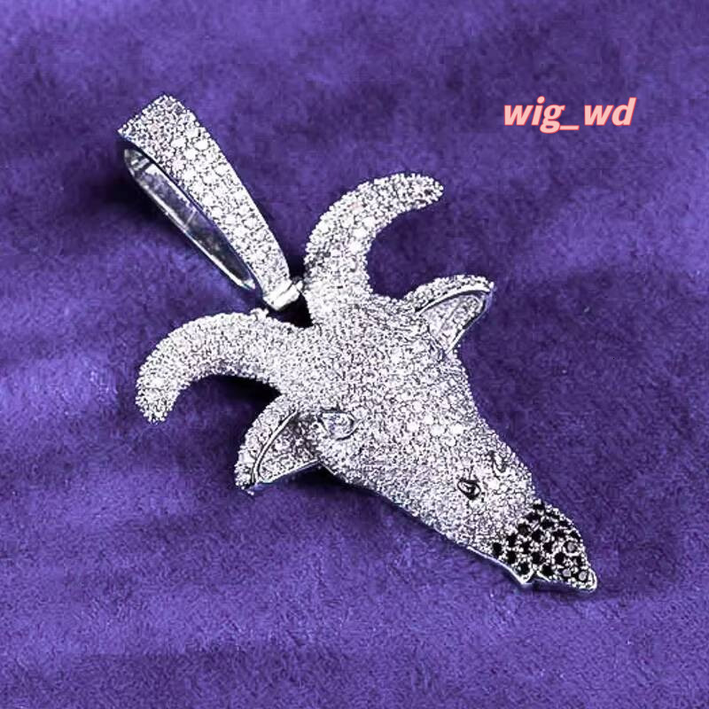Pass Diamond Tester Hip Hop D Color Iced Out Moissanite Men's Goat Head Pendant With 925 Sterling Silver GRA