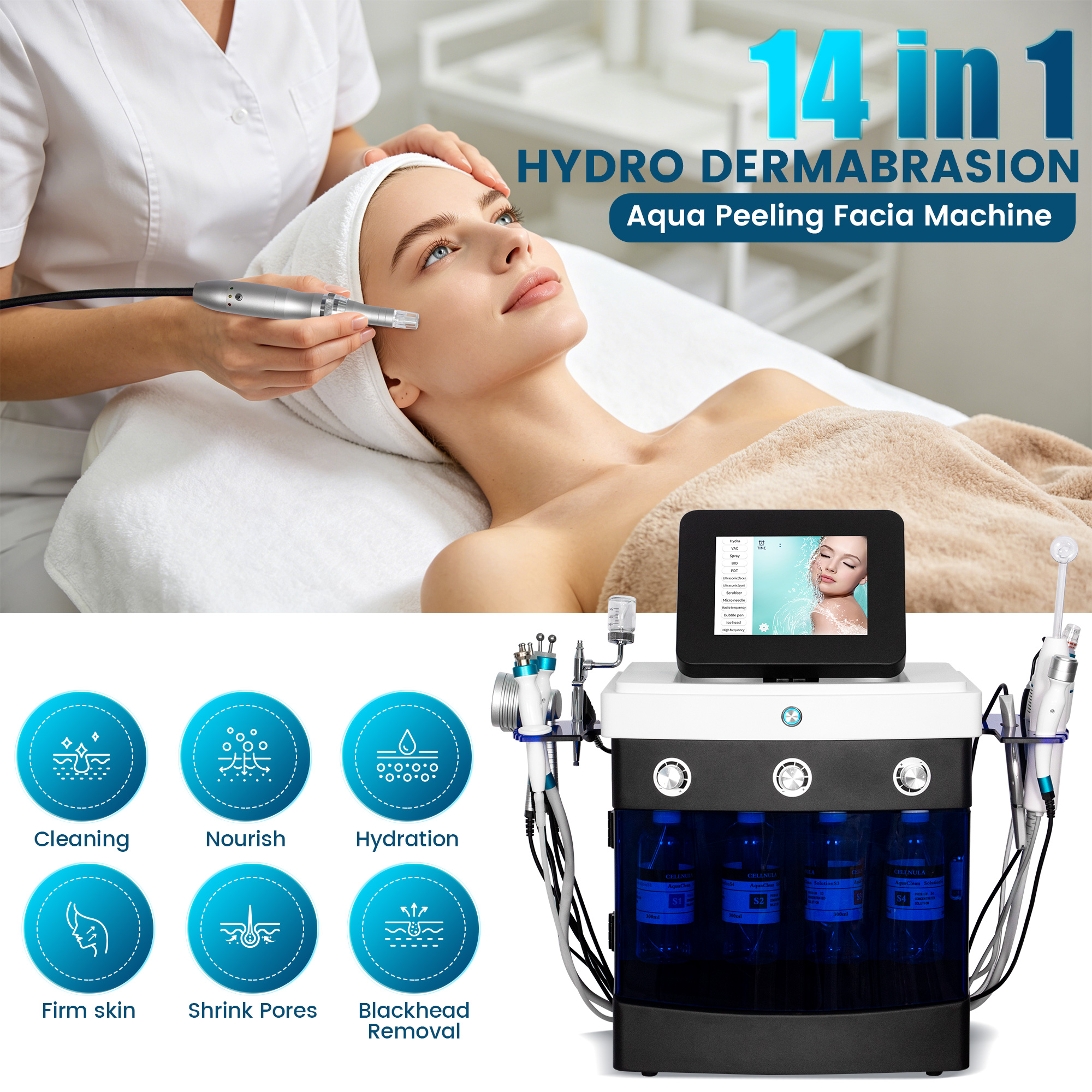 14 in 1 Hydro Dermabrasion Facial Machine Aqua Peeling Skin Deep Cleaning Blackhead Removal Pore Shrink Skin Firming Beauty Equipment-image-1112099060