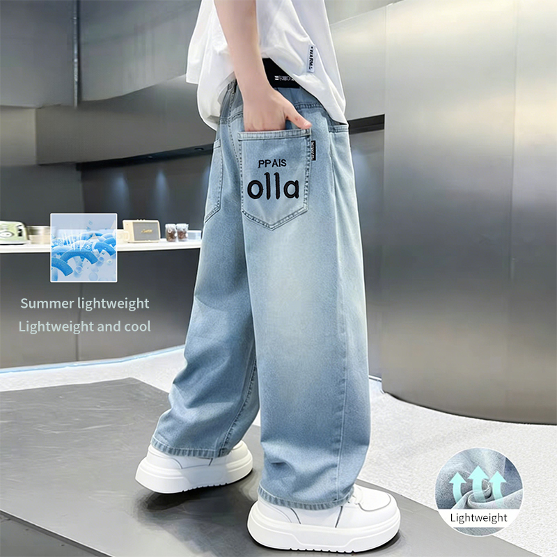 Boys' jeans, summer casual pants mid size children's new style versatile and trendy Korean loose pants