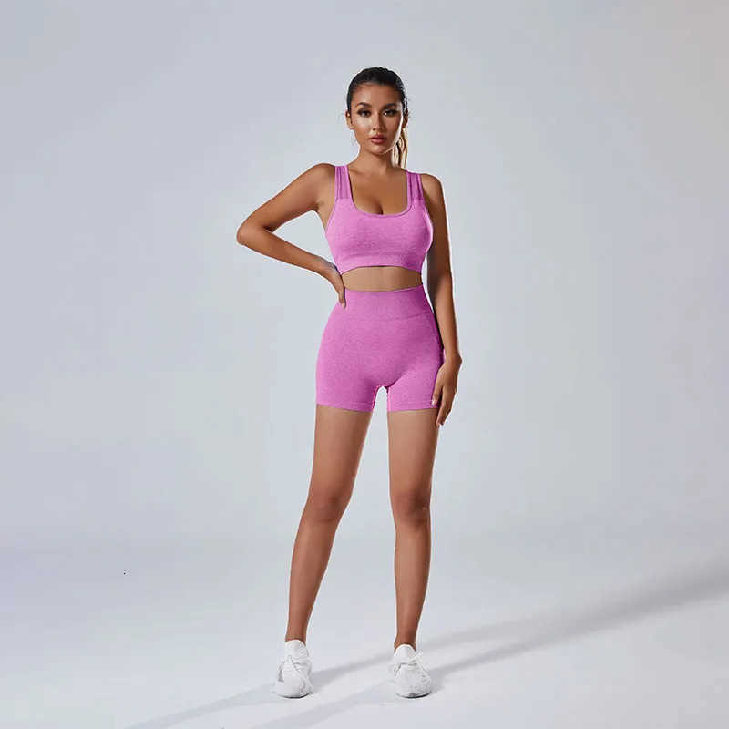 Set Suit 2-piece Womens Fitness of Hollow Sports Bra High Waist Shorts Yoga Suit M260625